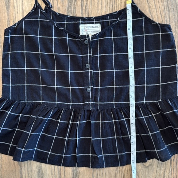 Current/Elliott Women's The Workwear Peplum Black Checkered Top Size 1 - Picture 11 of 13